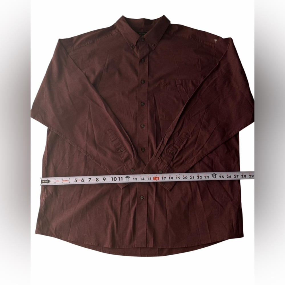 Ariat Pro Series Button Down Long Sleeve Shirt‎ Men's XXL burgundy Lightweight - Picture 6 of 16